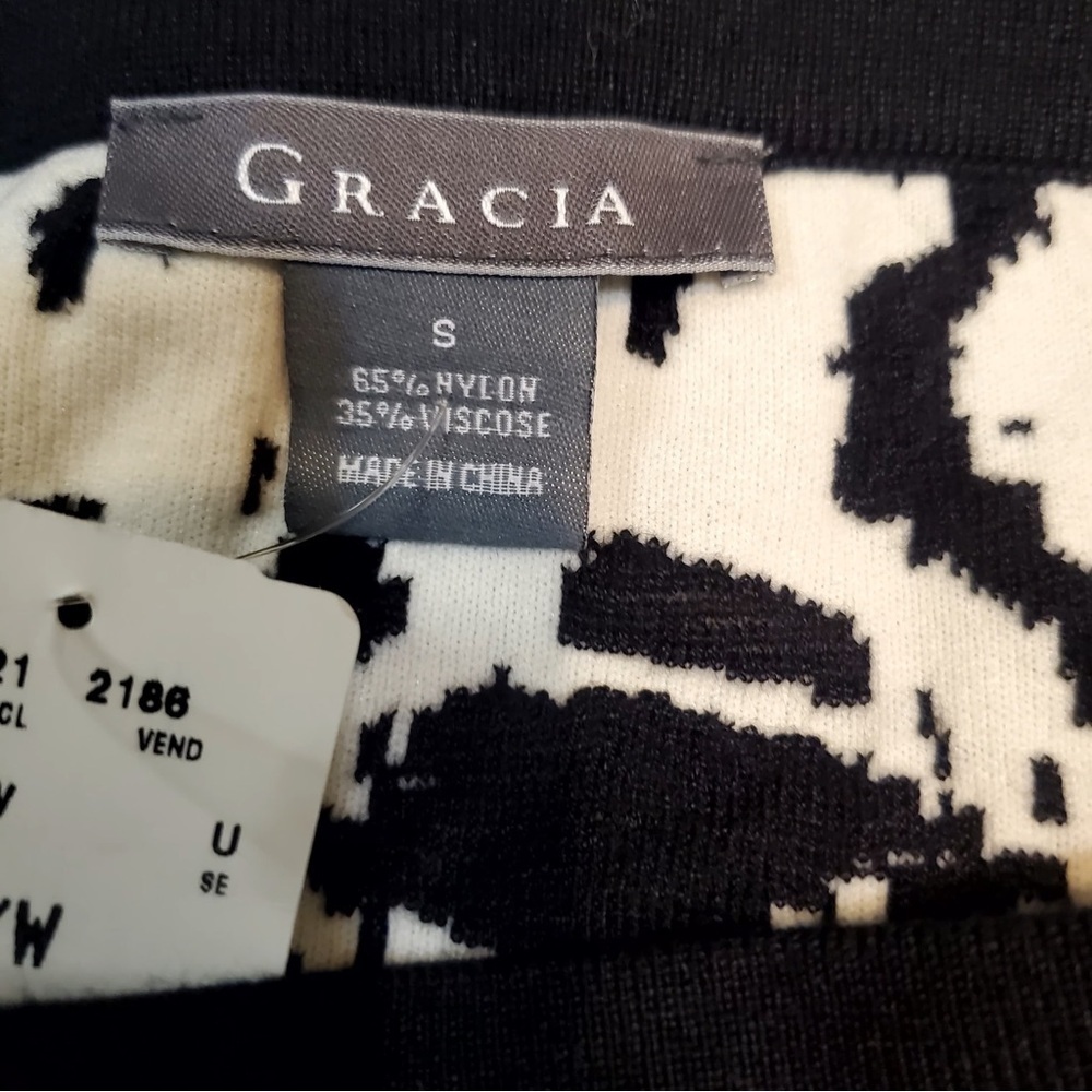 GRACIA BLACK & WHITE PENCIL SKIRT Size S - Picture 4 of 12